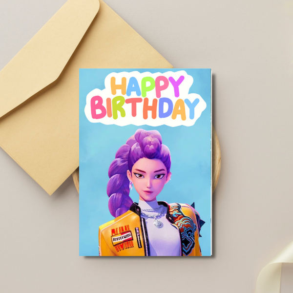 K-pop demon hunters Remi A5 birthday card.