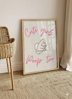 Cute Girls Poop Too Bathroom Print | Funny Wall Art | A4 A3 Framed or Unframed