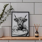Highland Cow Brushing His Teeth Print