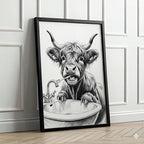 Highland Cow Brushing His Teeth Print