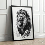 Lion Monochrome Print
