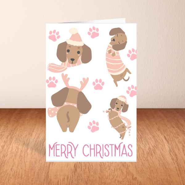 Cute Dog Christmas Card – Festive Dachshund Design for Dog Lovers