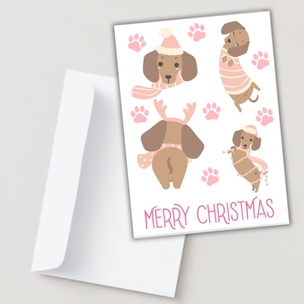 Cute Dog Christmas Card – Festive Dachshund Design for Dog Lovers