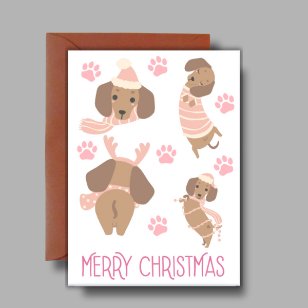 Cute Dog Christmas Card – Festive Dachshund Design for Dog Lovers