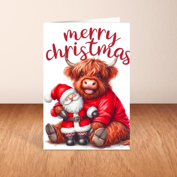 Highland Cow Christmas Card A6 A5 Or Square