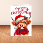 Highland Cow Christmas Card A6 A5 Or Square