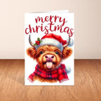Highland Cow Christmas Card A6 A5 Or Square