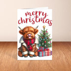 Highland Cow Christmas Card A6 A5 Or Square