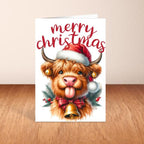 Highland Cow Christmas Card A6 A5 Or Square