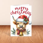 Highland Cow Christmas Card A6 A5 Or Square