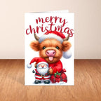 Highland Cow Christmas Card A6 A5 Or Square