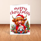 Highland Cow Christmas Card A6 A5 Or Square