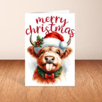 Highland Cow Christmas Card A6 A5 Or Square