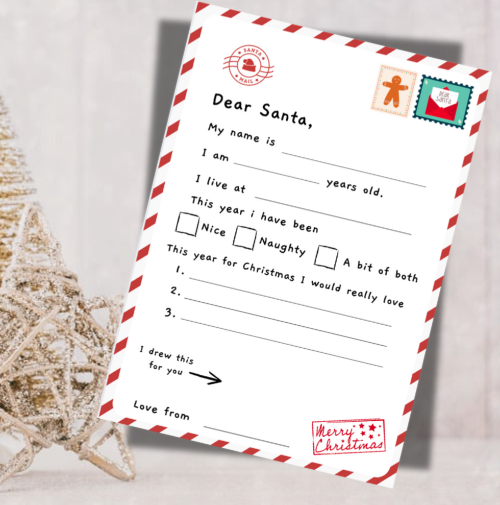 Letter to Santa – Christmas Wish List with A5 Envelope