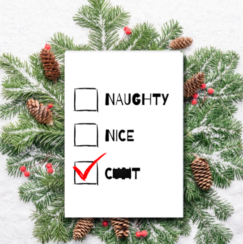 Naughty or Nice Christmas Card – Funny Rude Holiday Card