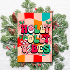 Holly Jolly Vibes Christmas Card – Retro Festive Design