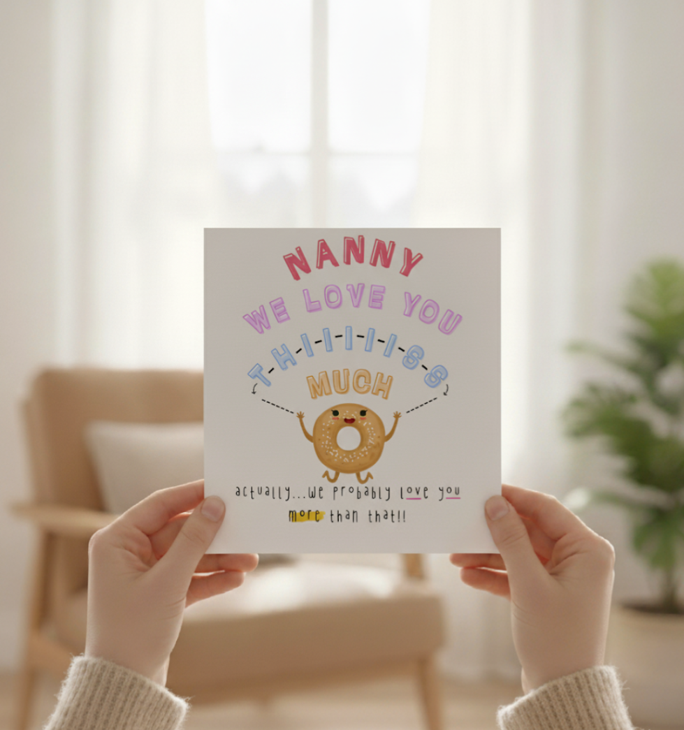 We Love You Thiiis Much Card | Personalised Cute Donut Birthday Card
