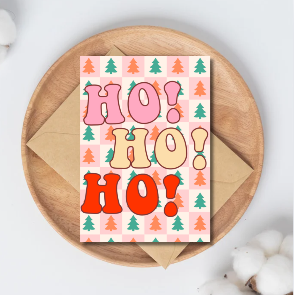Ho! Ho! Ho! Christmas Card – Retro Festive Holiday Design