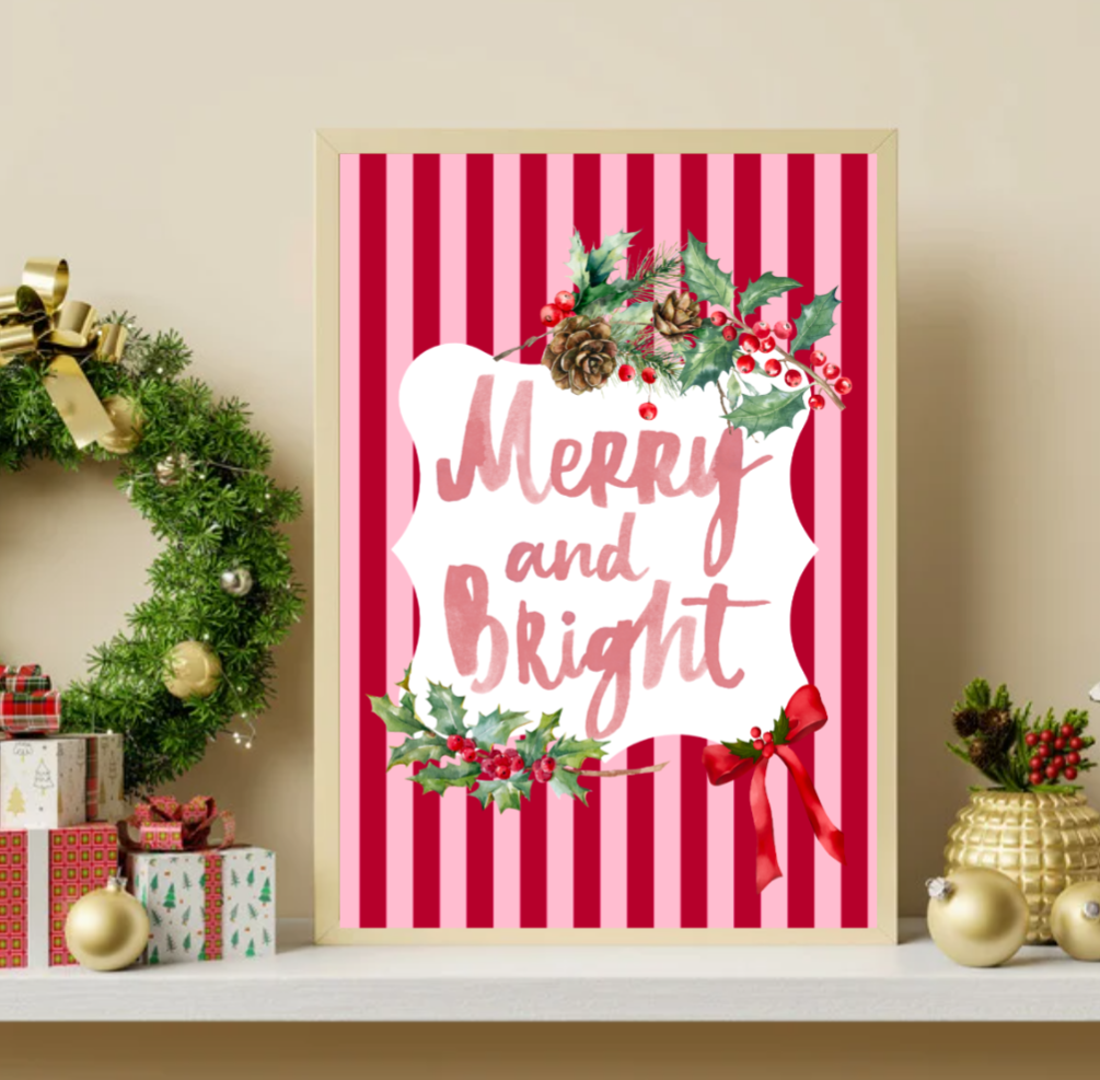Merry and Bright Christmas Print