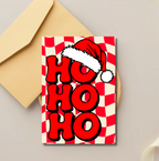 Retro Ho Ho Ho Christmas Card – Bold Festive Greeting with Santa Hat