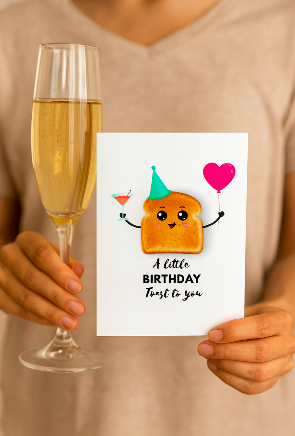 A Little Toast To You Birthday Card