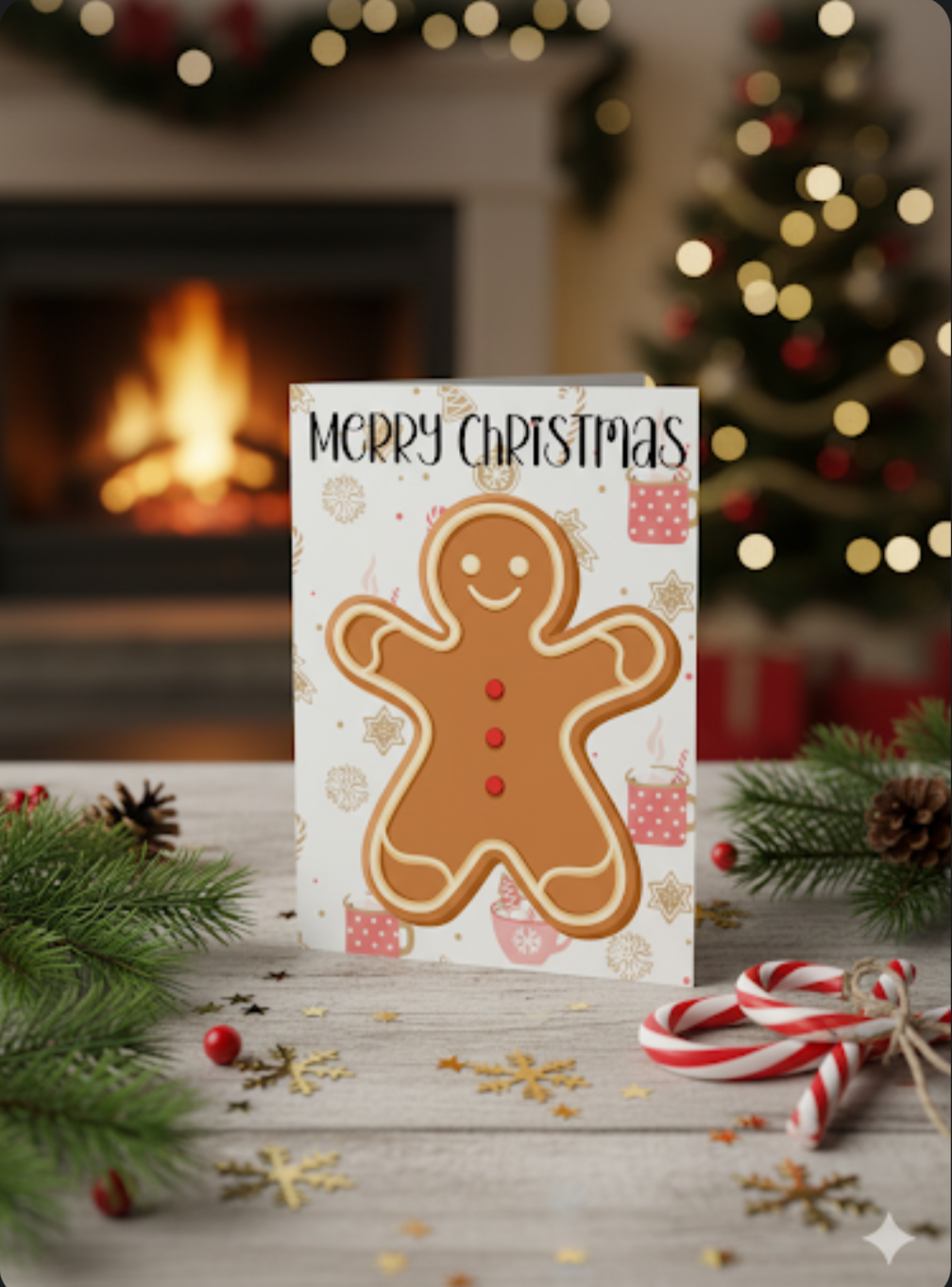Merry Christmas Gingerbread Man Card – Cute Festive Holiday Design