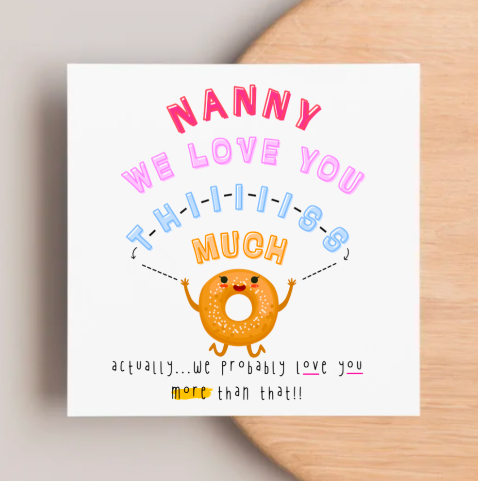 We Love You Thiiis Much Card | Personalised Cute Donut Birthday Card