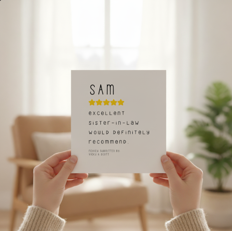 Funny 5-Star Review Card | Personalised Sister-in-Law Card
