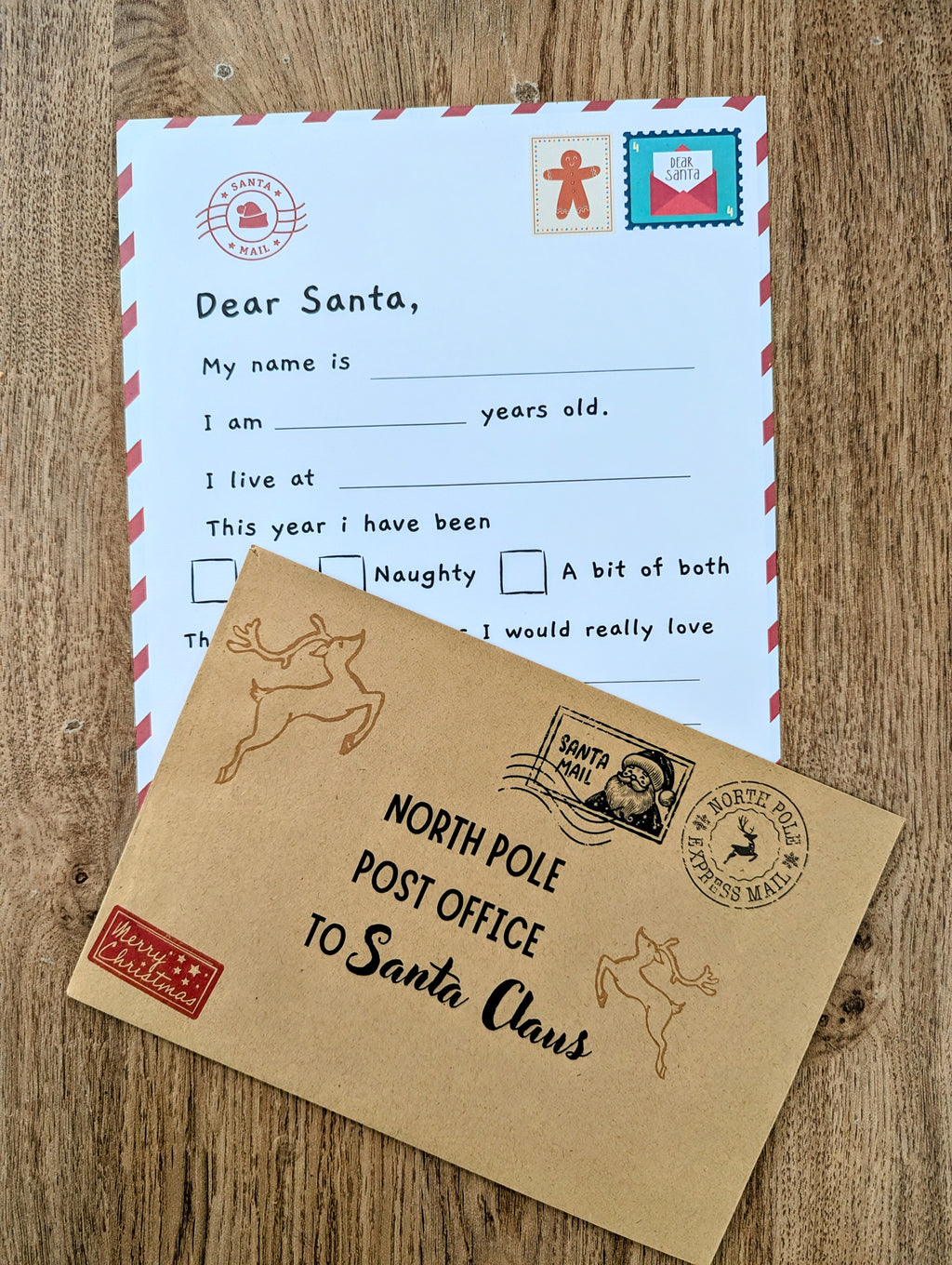 Letter to Santa – Christmas Wish List with A5 Envelope