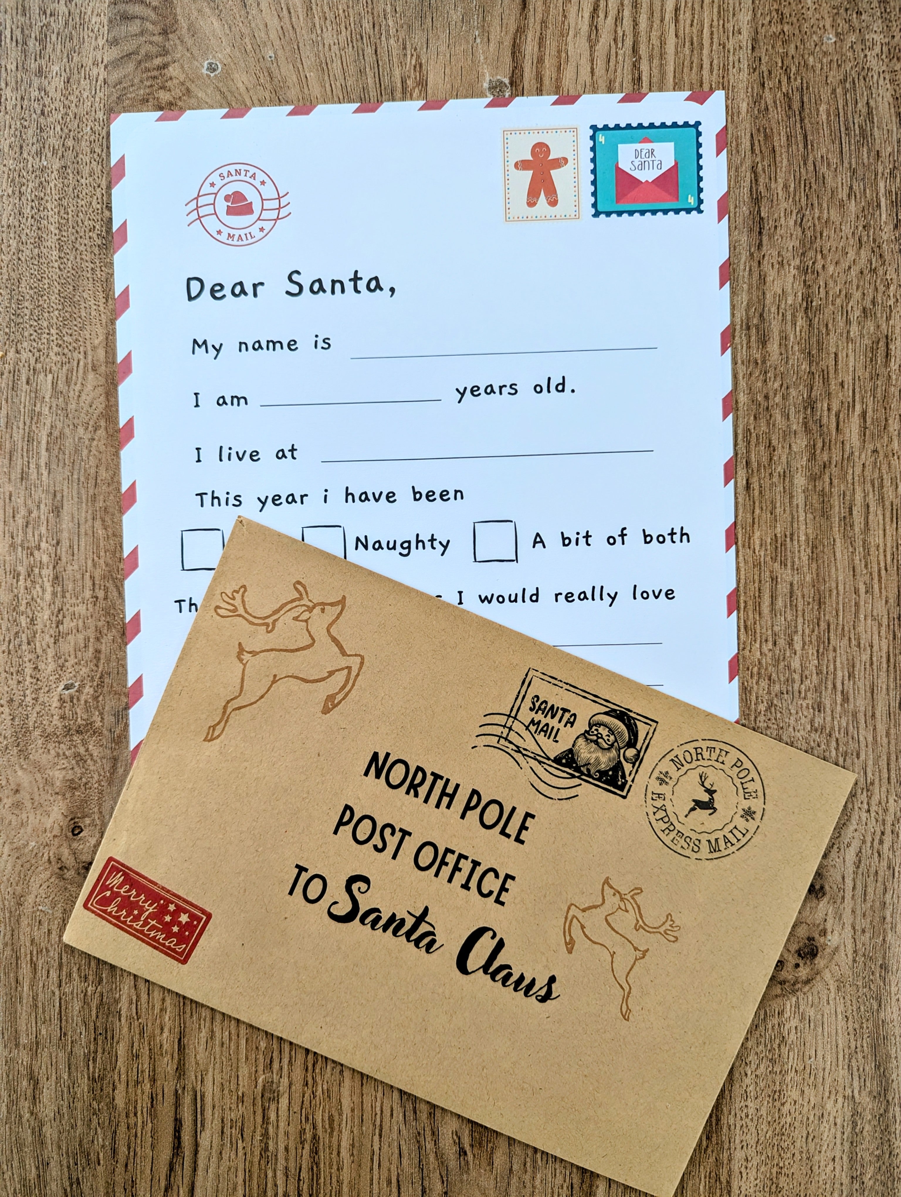 Letter to Santa – Christmas Wish List with A5 Envelope