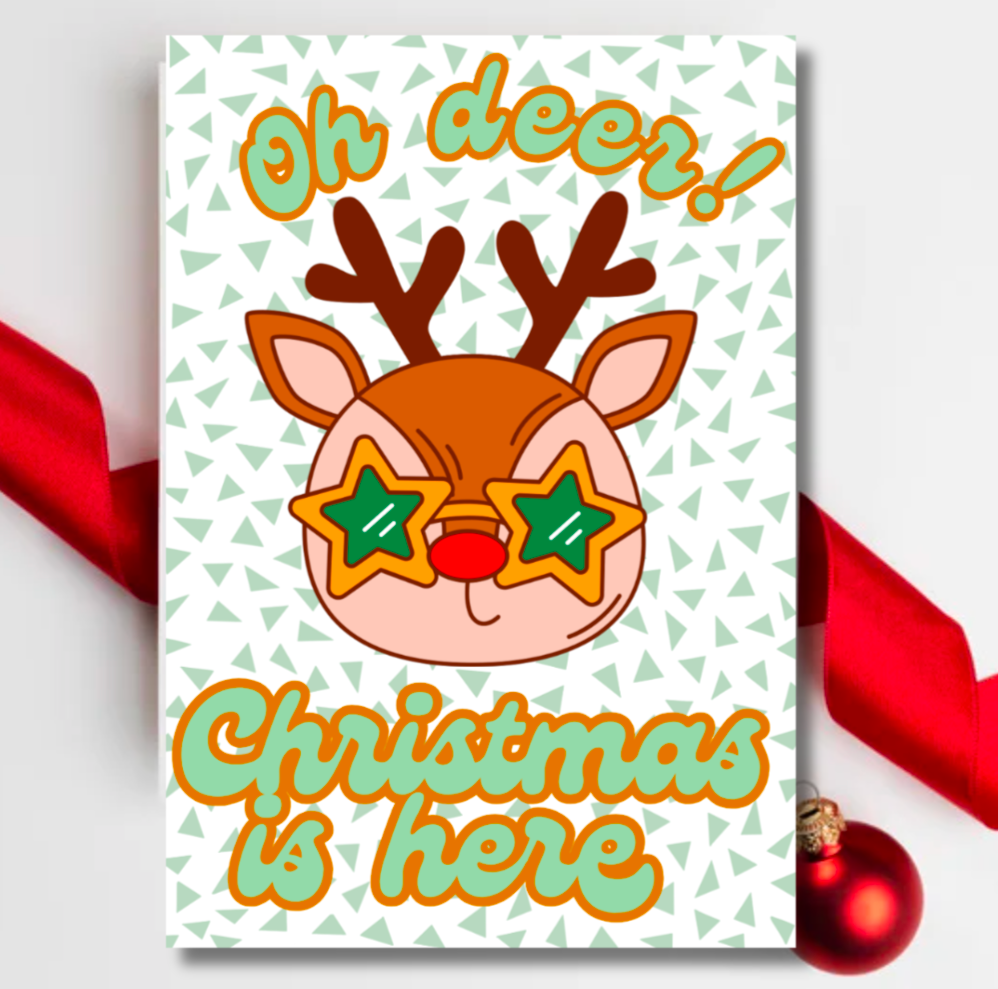 Funny Oh Deer Reindeer Christmas Card – Quirky Holiday Greeting