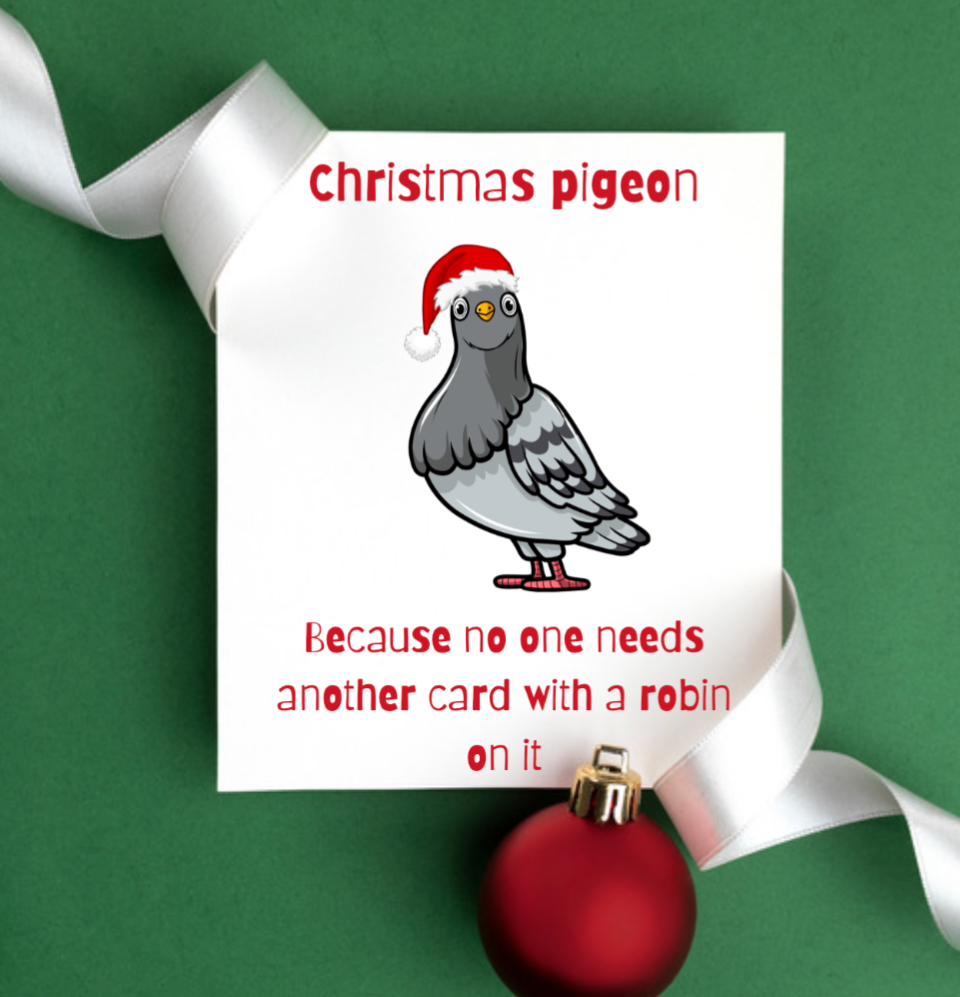 Christmas Pigeon Card – Funny Alternative to Robin Christmas Cards