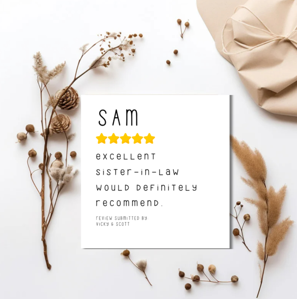 Funny 5-Star Review Card | Personalised Sister-in-Law Card