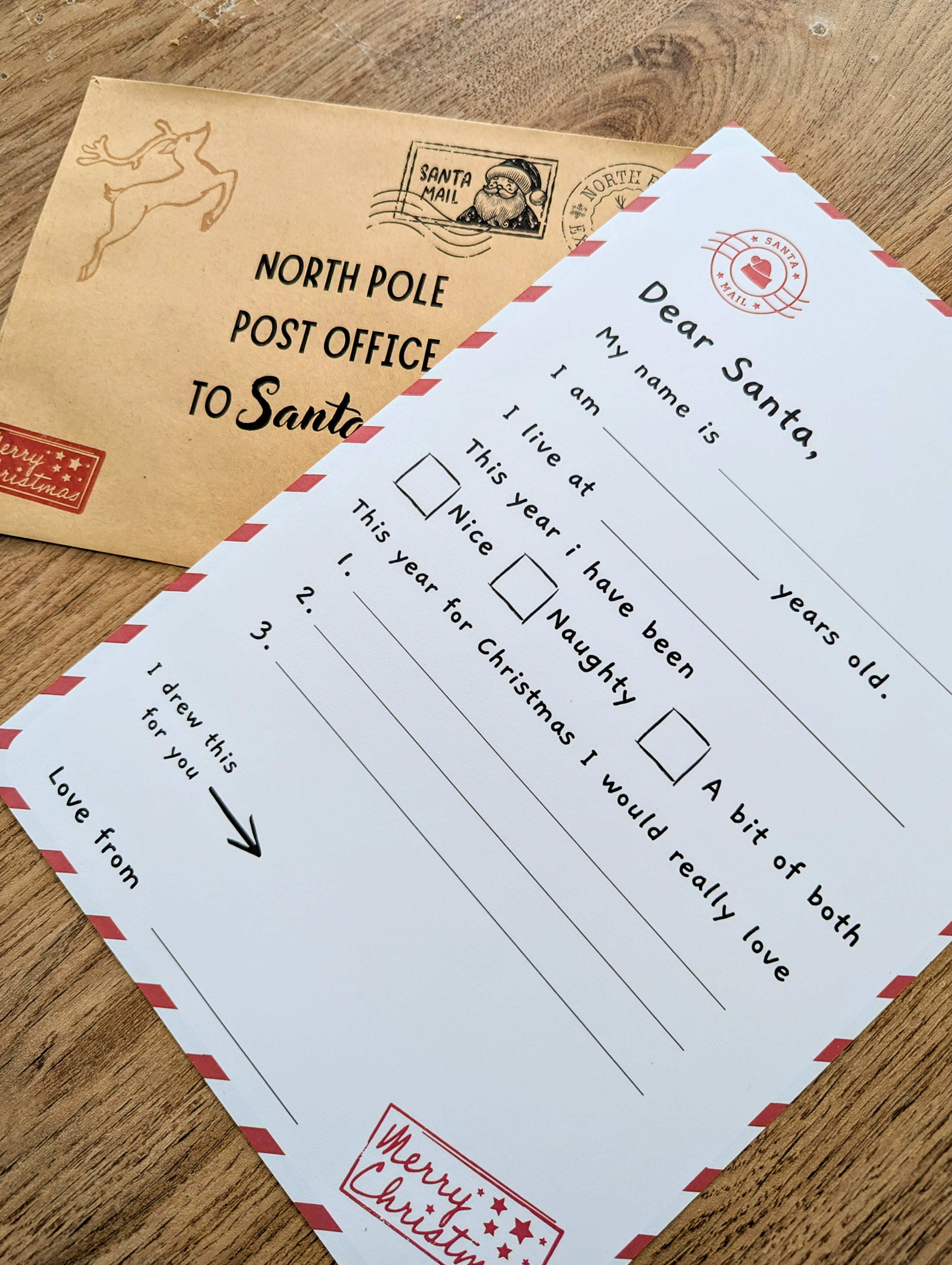 Letter to Santa – Christmas Wish List with A5 Envelope