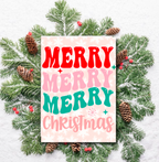 Merry Merry Merry Christmas Card – Retro Colourful Festive Design