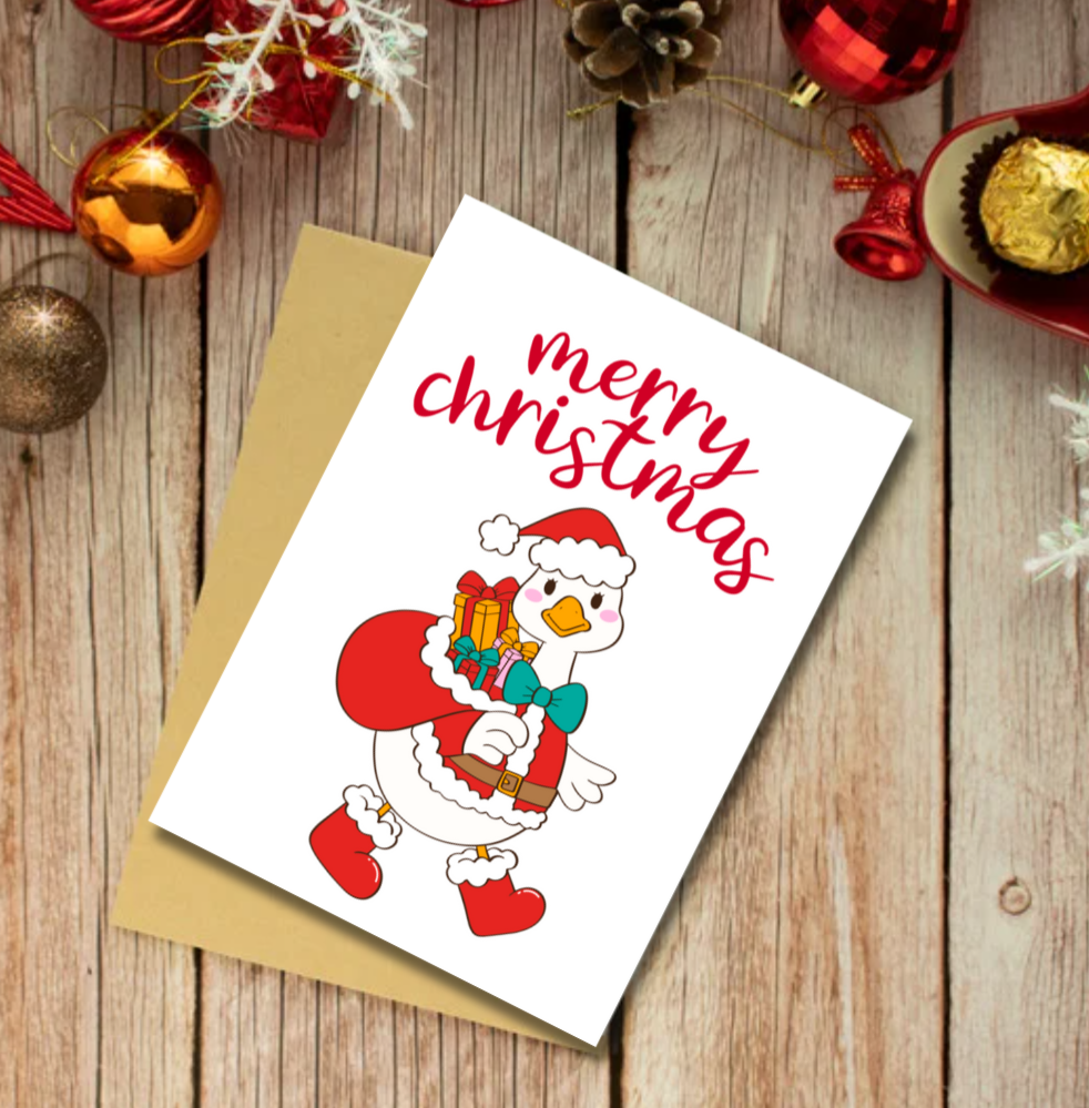 Funny Goose Christmas Cards Pack of 12 | A6 Festive Greeting Cards