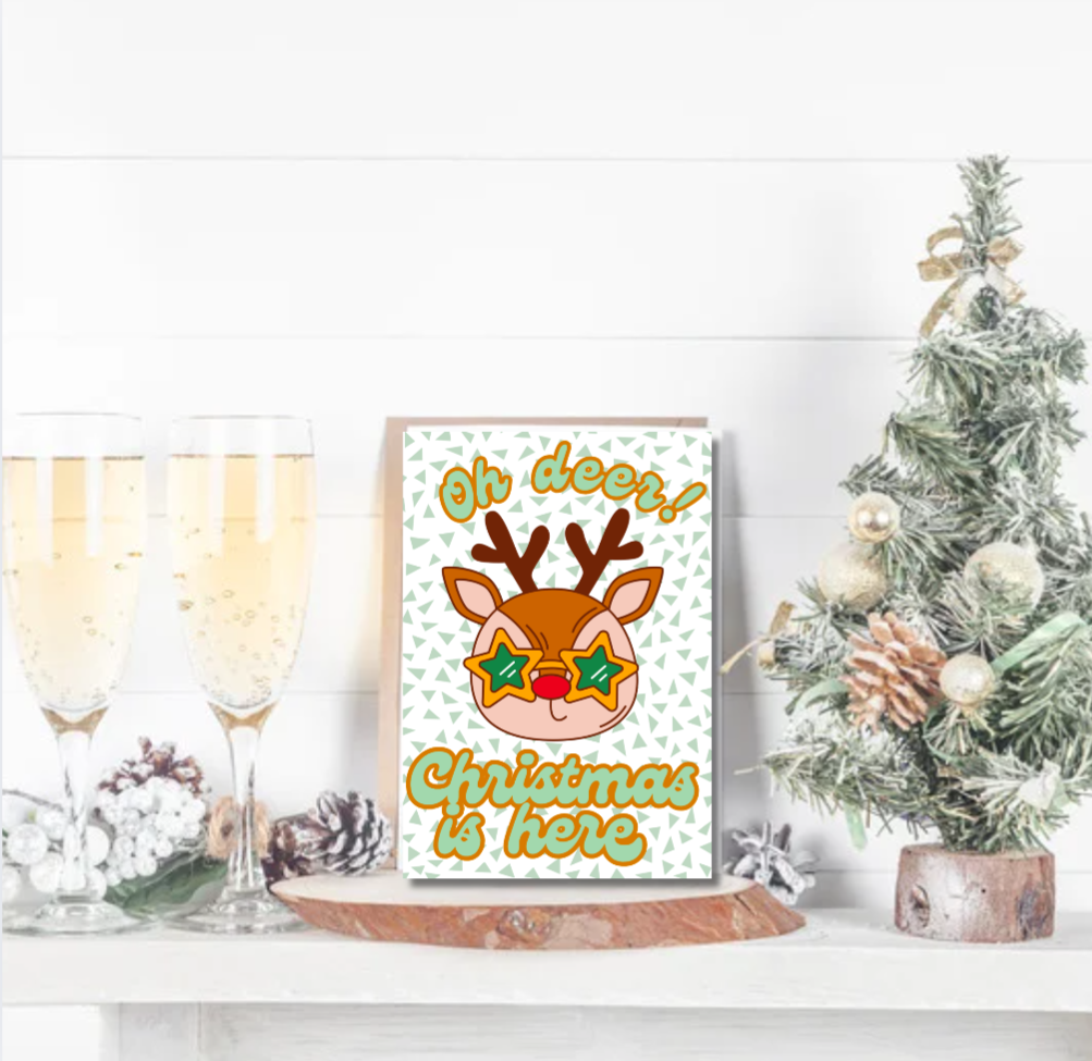 Funny Oh Deer Reindeer Christmas Card – Quirky Holiday Greeting