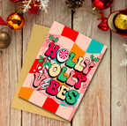 Holly Jolly Vibes Christmas Card – Retro Festive Design