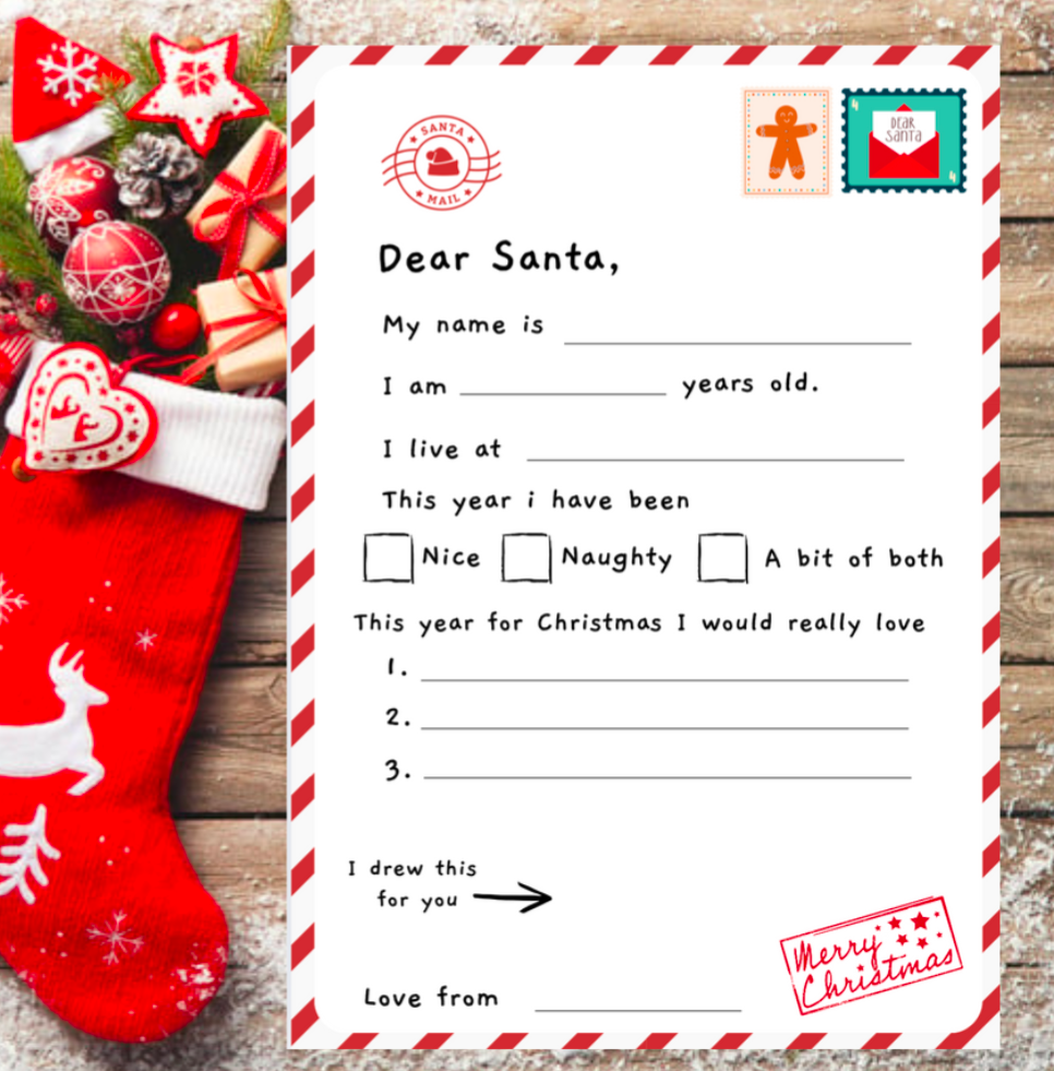 Letter to Santa – Christmas Wish List with A5 Envelope