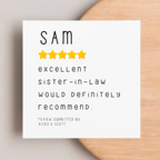 Funny 5-Star Review Card | Personalised Sister-in-Law Card
