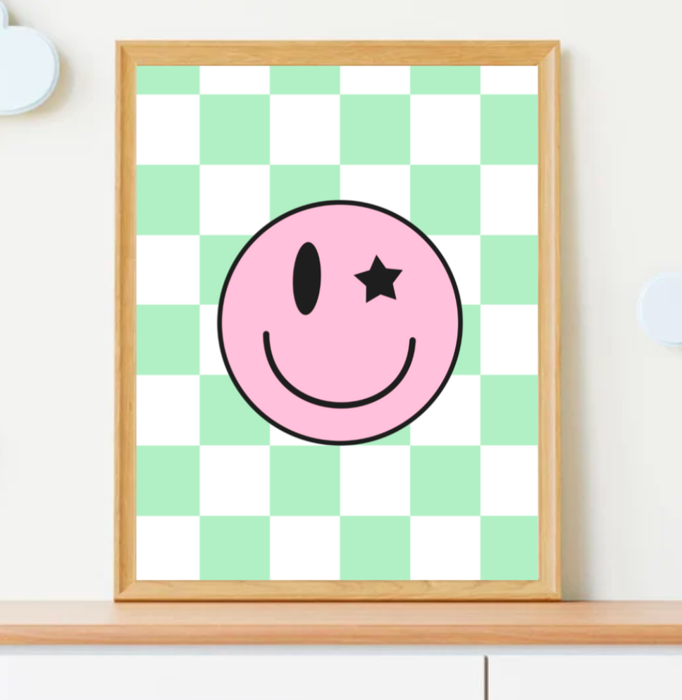Good Vibes Wall Art Set of 3 | Retro Peace & Smiley Prints