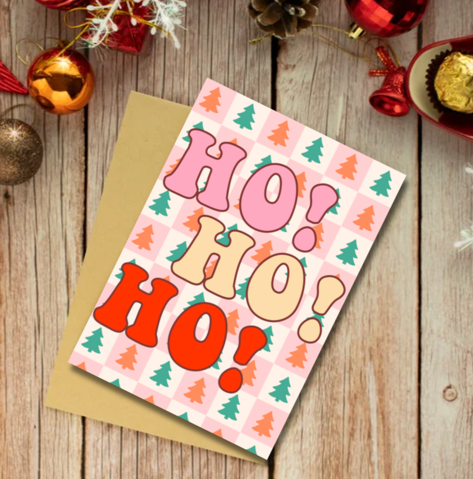 Ho! Ho! Ho! Christmas Card – Retro Festive Holiday Design