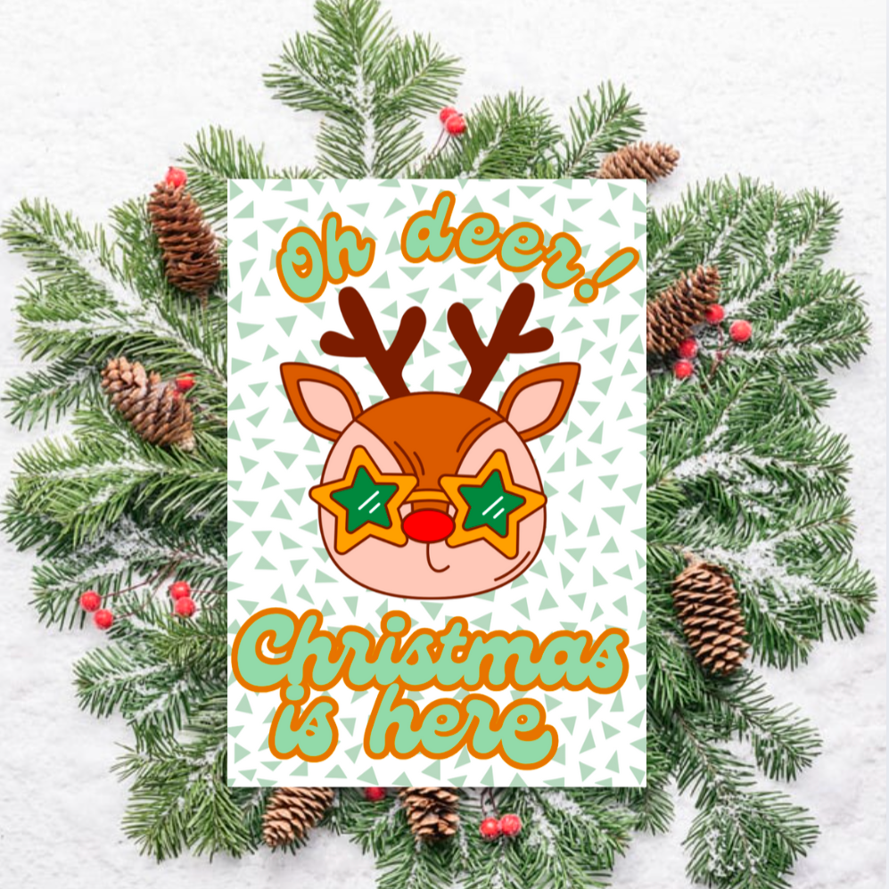 Funny Oh Deer Reindeer Christmas Card – Quirky Holiday Greeting