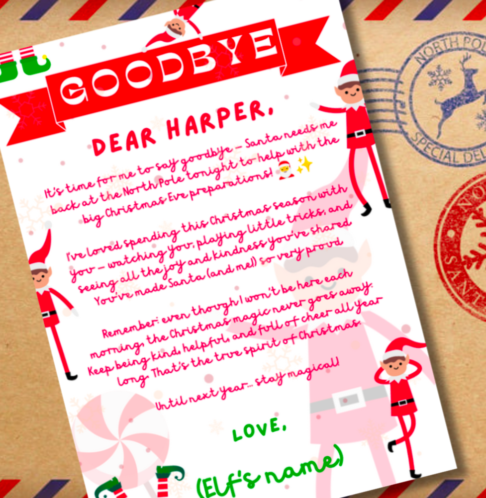 Personalised Elf Letters – I’m Back & Goodbye Set with A5 Envelopes