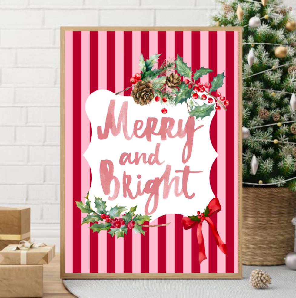 Merry and Bright Christmas Print