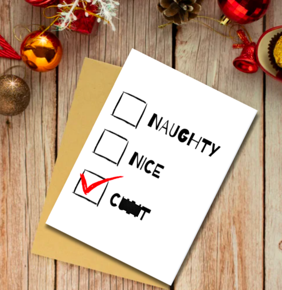 Naughty or Nice Christmas Card – Funny Rude Holiday Card