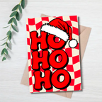 Retro Ho Ho Ho Christmas Card – Bold Festive Greeting with Santa Hat