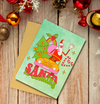 Retro Santa Is Coming Christmas Card – Fun Festive Holiday Greeting
