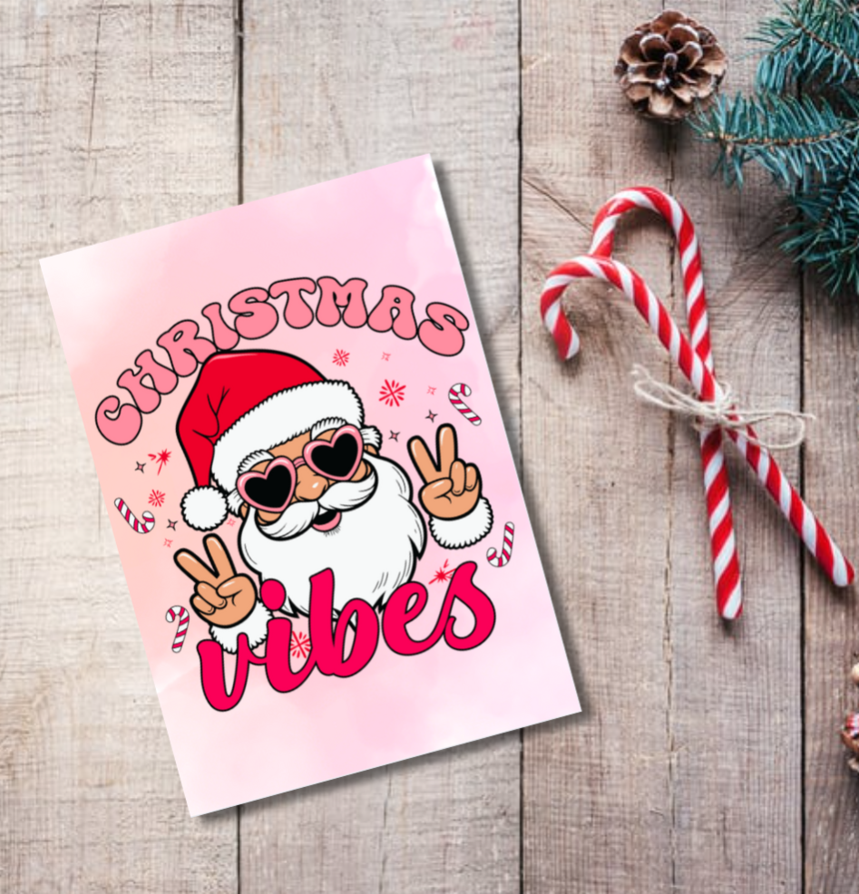 Christmas Vibes Card – Cool Santa Retro Festive Design
