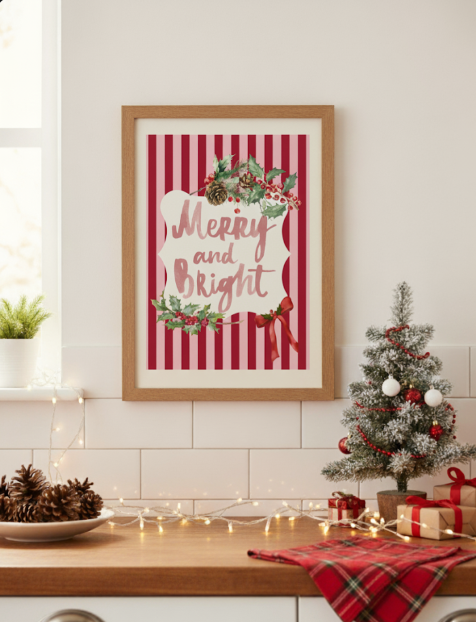 Merry and Bright Christmas Print